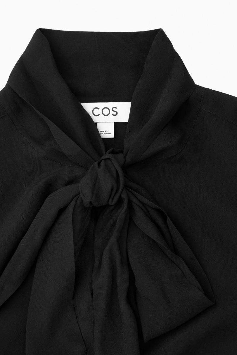 COS Bow Voile Blúz Női Fekete | TJH-236498