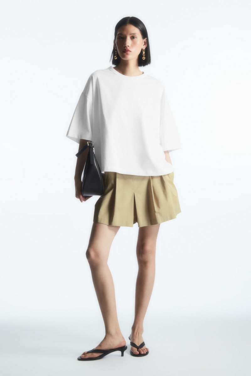 COS Boxy Curved-hem Póló Női Fehér | CZK-285169