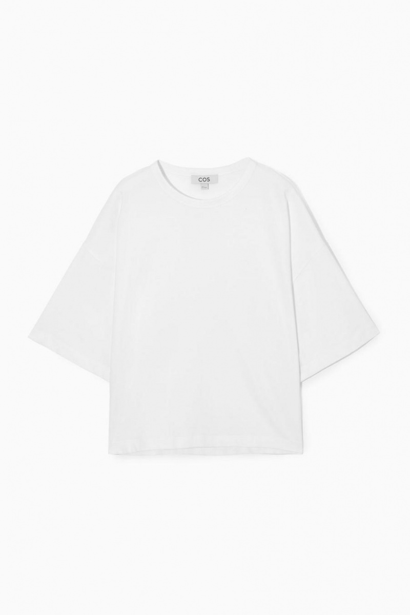 COS Boxy Curved-hem Póló Női Fehér | CZK-285169