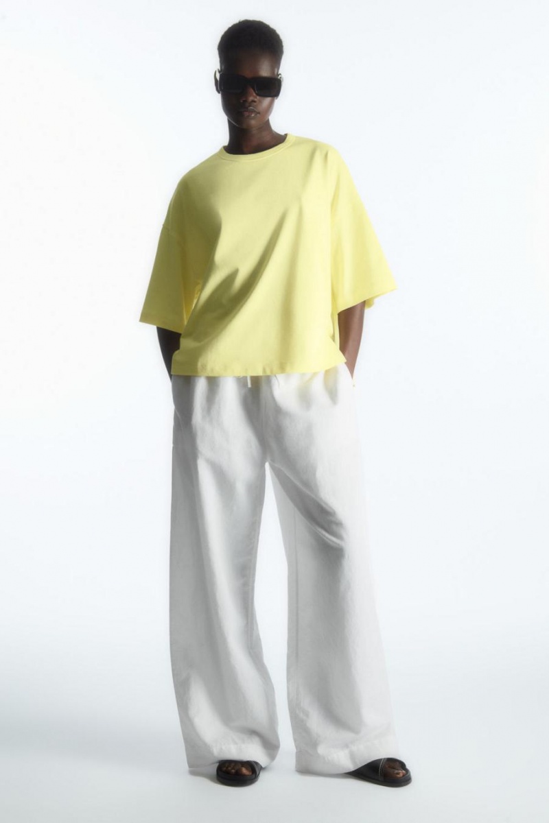 COS Boxy Curved-hem Póló Női Sárga | HND-369057