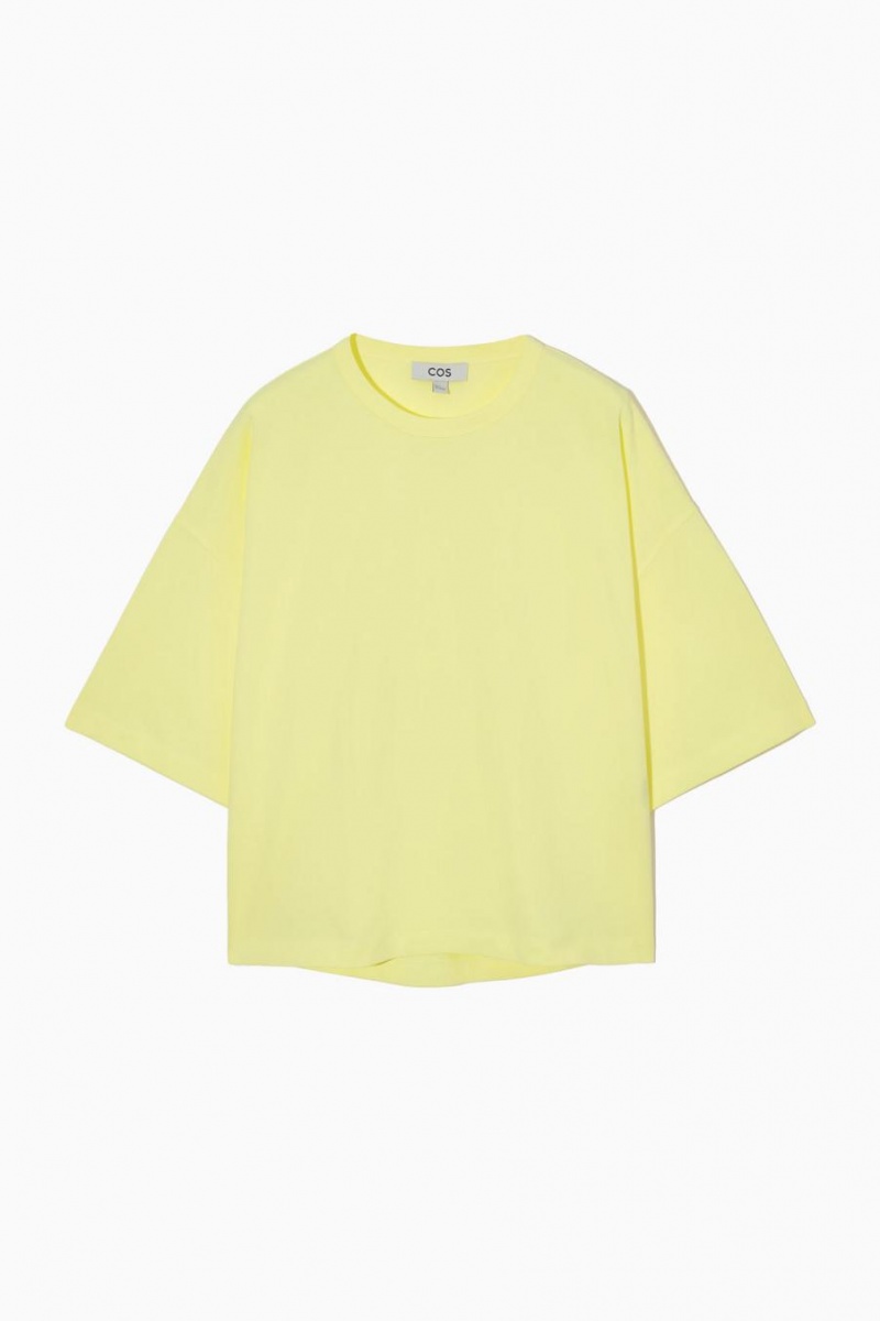 COS Boxy Curved-hem Póló Női Sárga | HND-369057