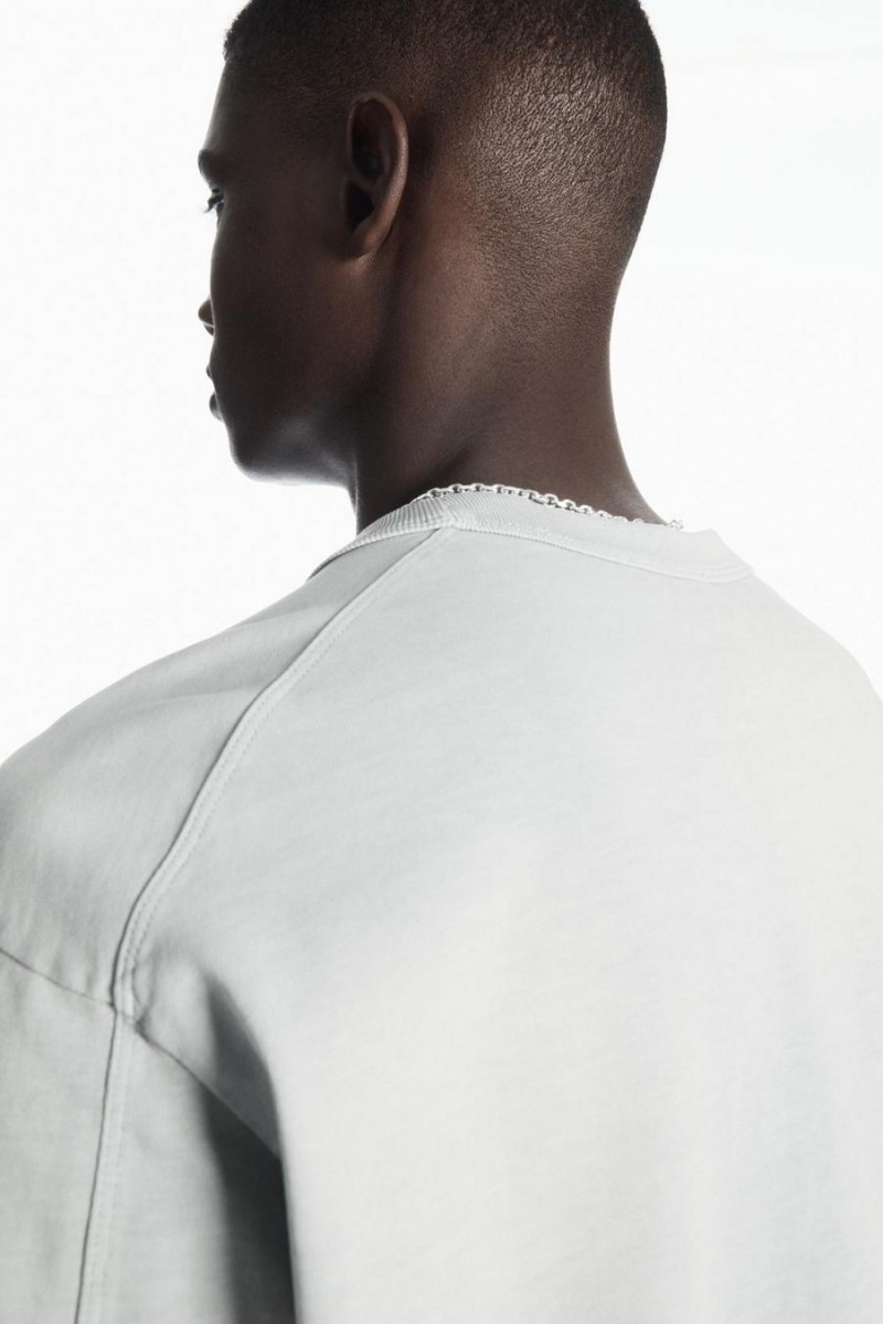 COS Boxy Heavyweight Long-sleeved Póló Férfi Világos Kék | YMO-926178
