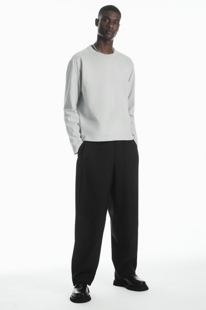 COS Boxy Heavyweight Long-sleeved Póló Férfi Világos Kék | YMO-926178