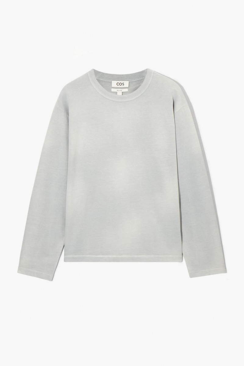 COS Boxy Heavyweight Long-sleeved Póló Férfi Világos Kék | YMO-926178