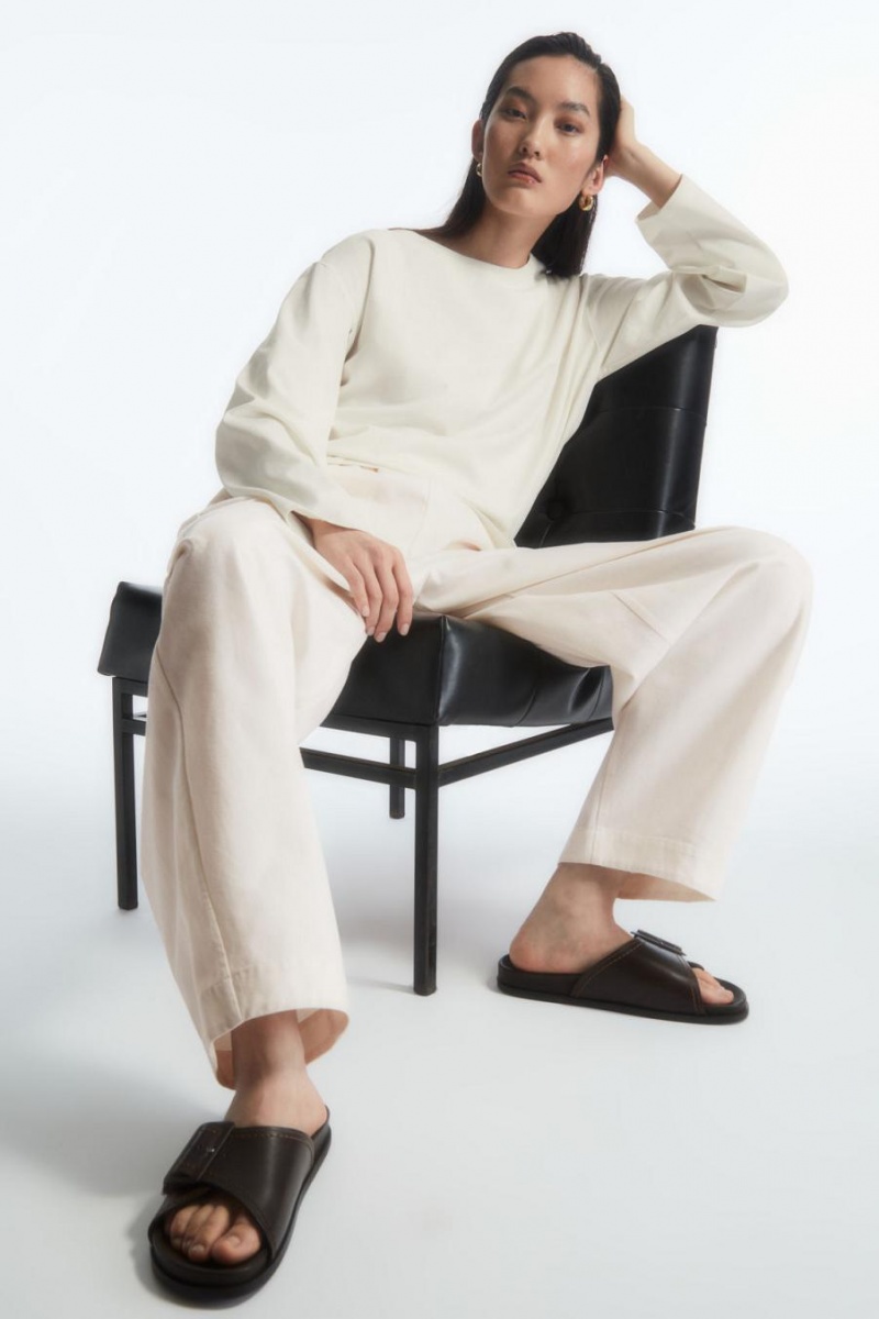 COS Boxy Long-sleeved Póló Női Fehér | ZGC-501632