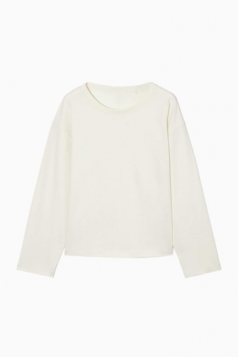 COS Boxy Long-sleeved Póló Női Fehér | ZGC-501632