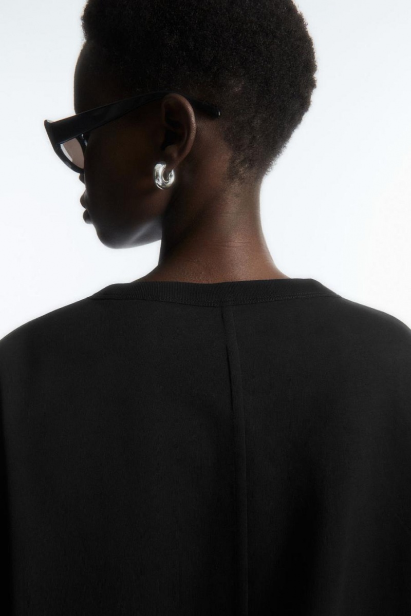 COS Boxy Long-sleeved Póló Női Fekete | ZGV-267309
