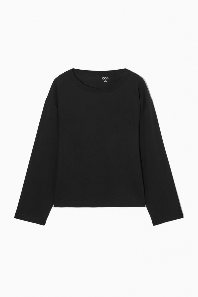 COS Boxy Long-sleeved Póló Női Fekete | ZGV-267309