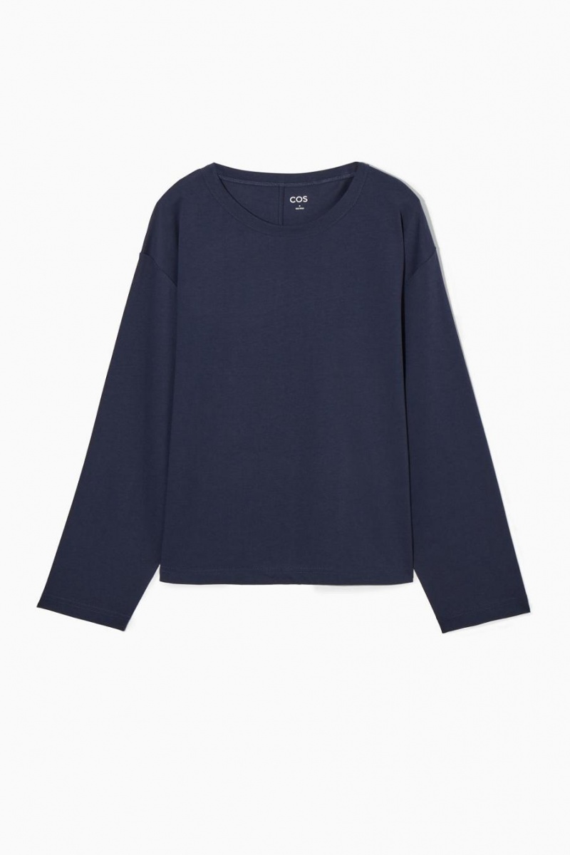 COS Boxy Long-sleeved Póló Női Sötétkék | YDB-501428