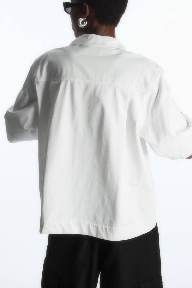 COS Boxy Rövid-sleeved Ing Női Fehér | MSF-042183