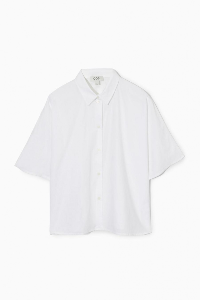 COS Boxy Rövid-sleeved Poplin Ing Női Fehér | YNG-013469
