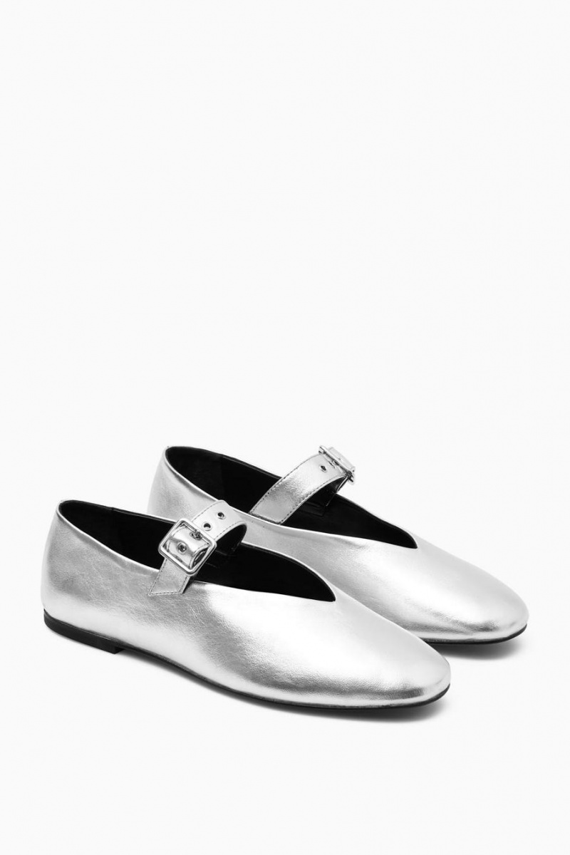 COS Bőr Flats Mary Jane Női Titán | AEC-208367
