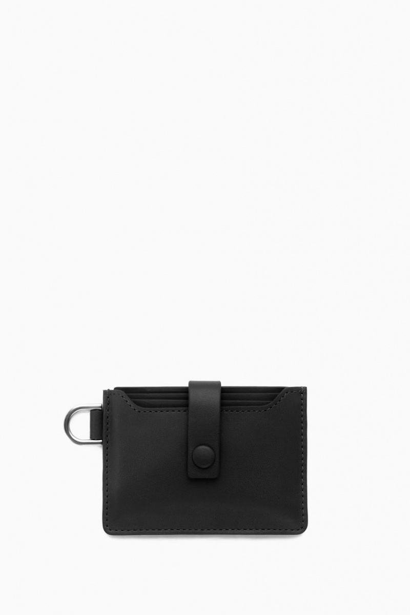 COS Bőr Lanyard Cardholder Táska Férfi Fekete | EJG-501374