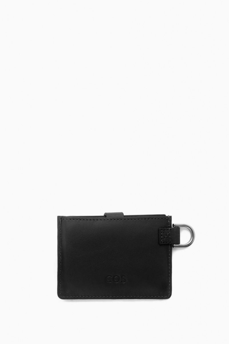 COS Bőr Lanyard Cardholder Táska Férfi Fekete | EJG-501374