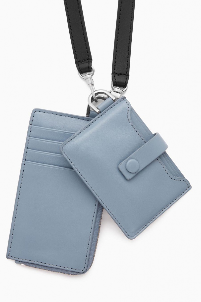 COS Bőr Lanyard Cardholder Táska Férfi Világos Kék | EZA-590862