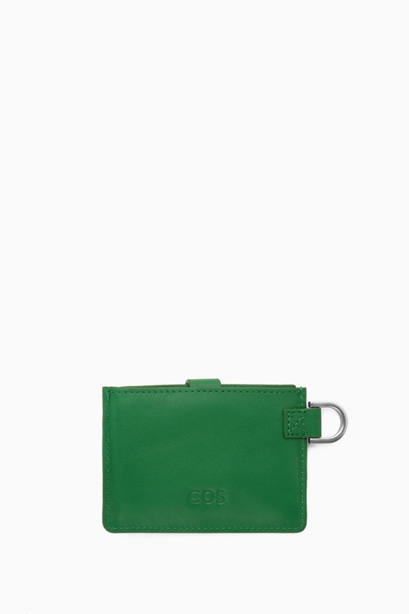 COS Bőr Lanyard Cardholder Táska Férfi Zöld | AIB-173806