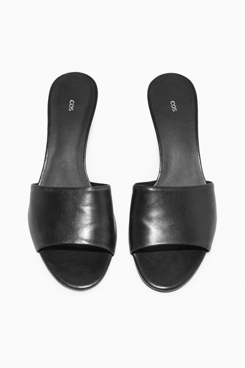 COS Bőr Mules Női Fekete | LUN-462513