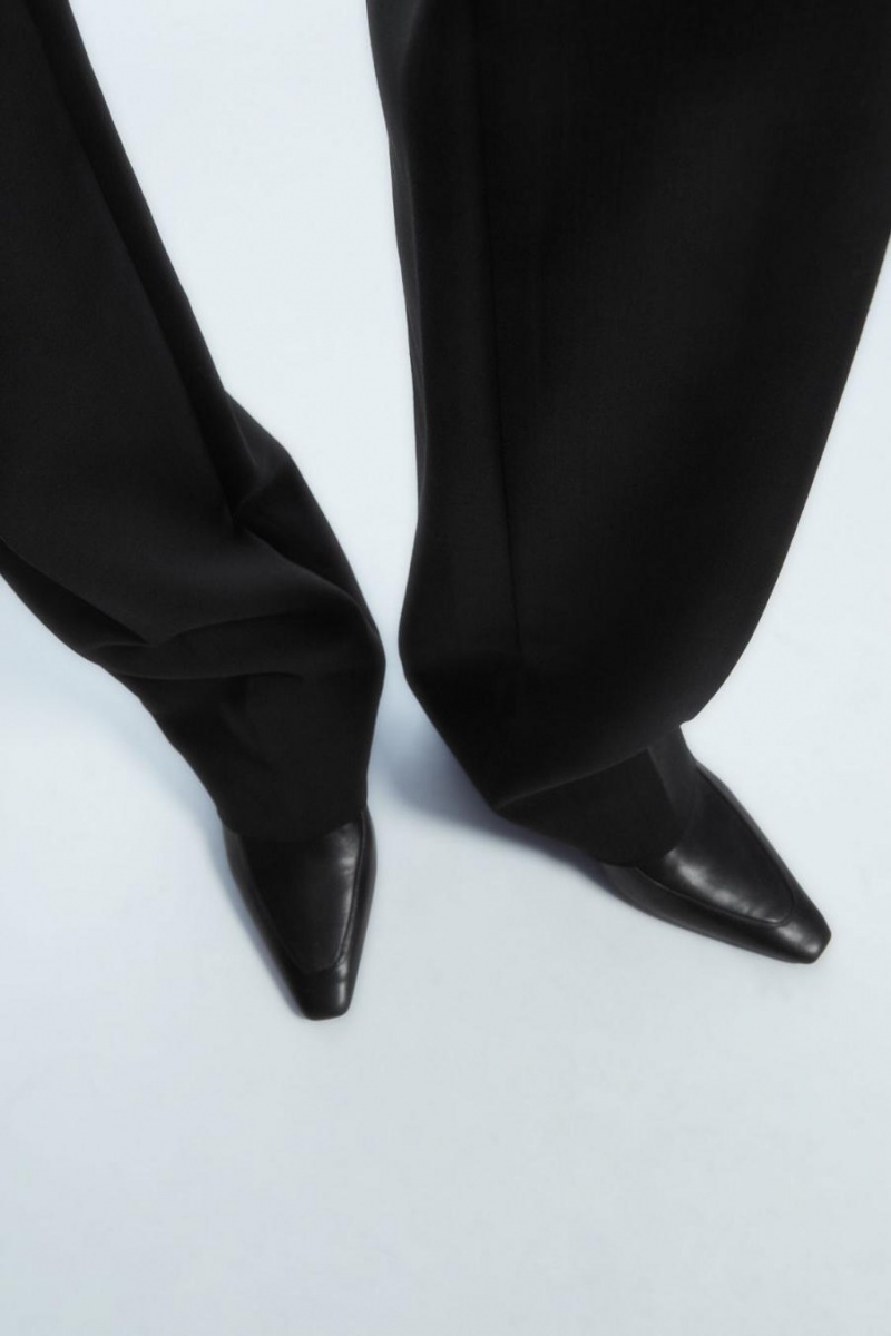 COS Bőr Sarkú Loafers Női Fekete | EMX-659102