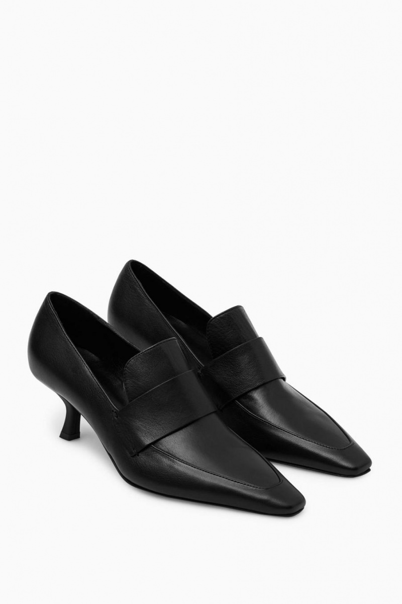 COS Bőr Sarkú Loafers Női Fekete | EMX-659102
