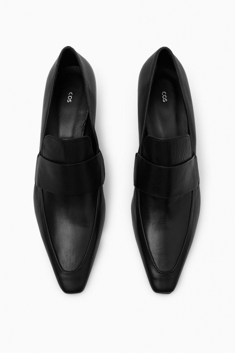 COS Bőr Sarkú Loafers Női Fekete | EMX-659102