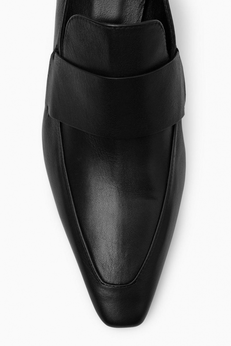COS Bőr Sarkú Loafers Női Fekete | EMX-659102