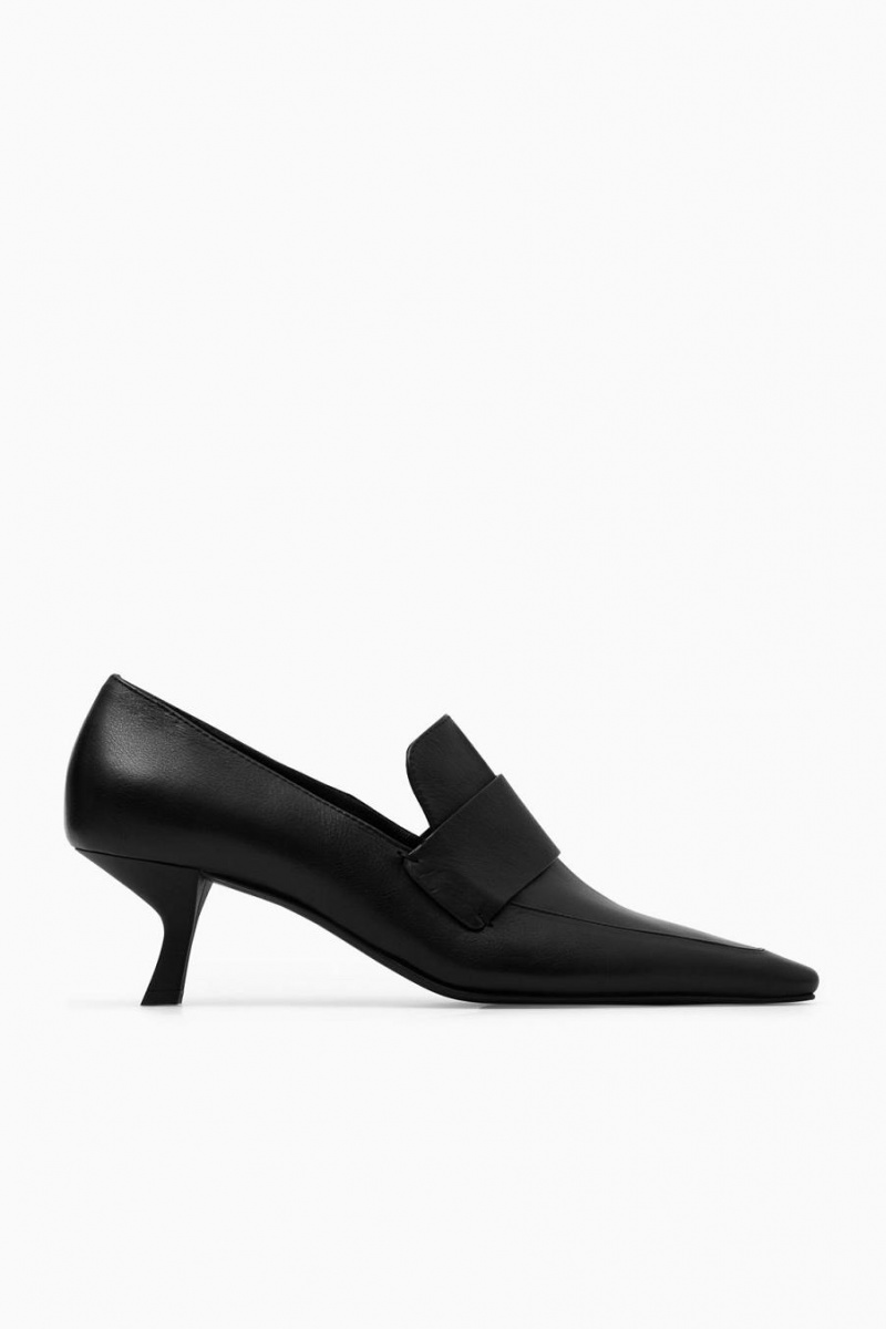 COS Bőr Sarkú Loafers Női Fekete | EMX-659102