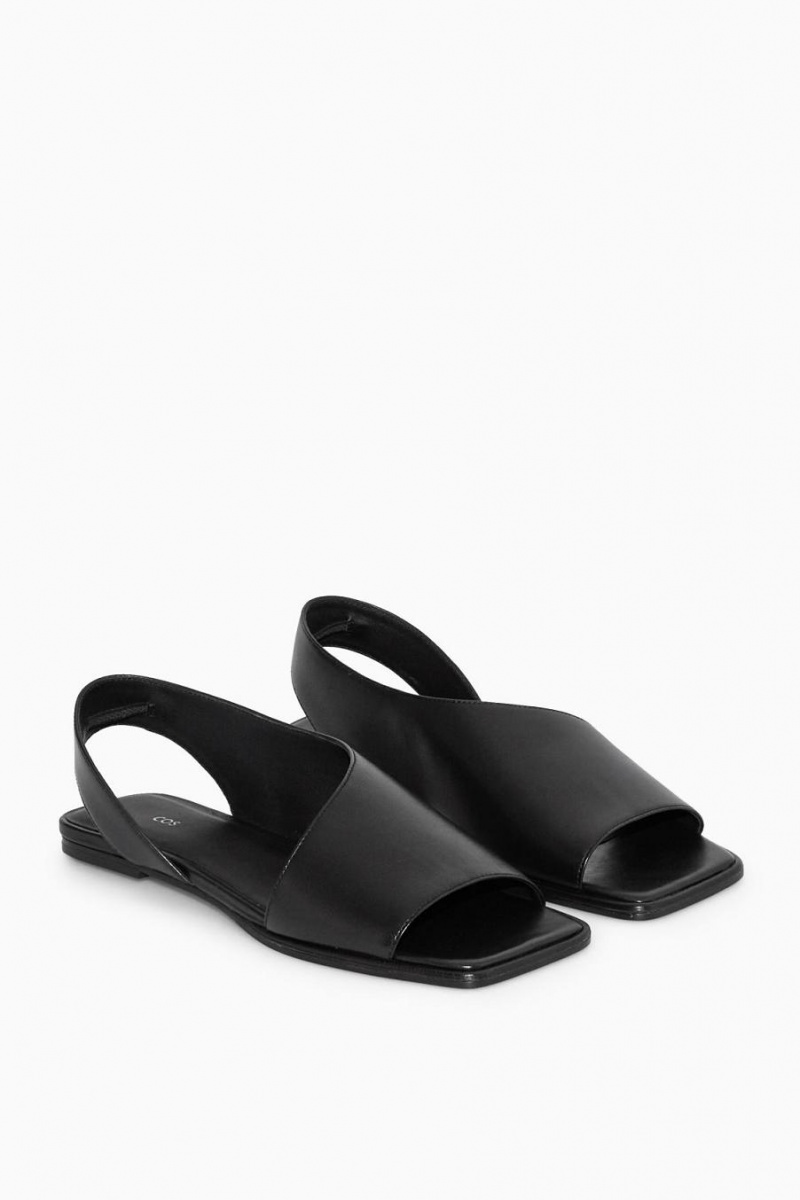 COS Bőr Slingback Szandál Női Fekete | LIO-015269