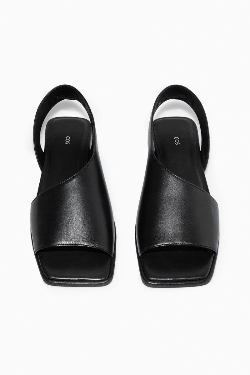 COS Bőr Slingback Szandál Női Fekete | LIO-015269