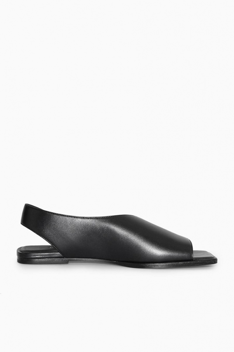 COS Bőr Slingback Szandál Női Fekete | LIO-015269