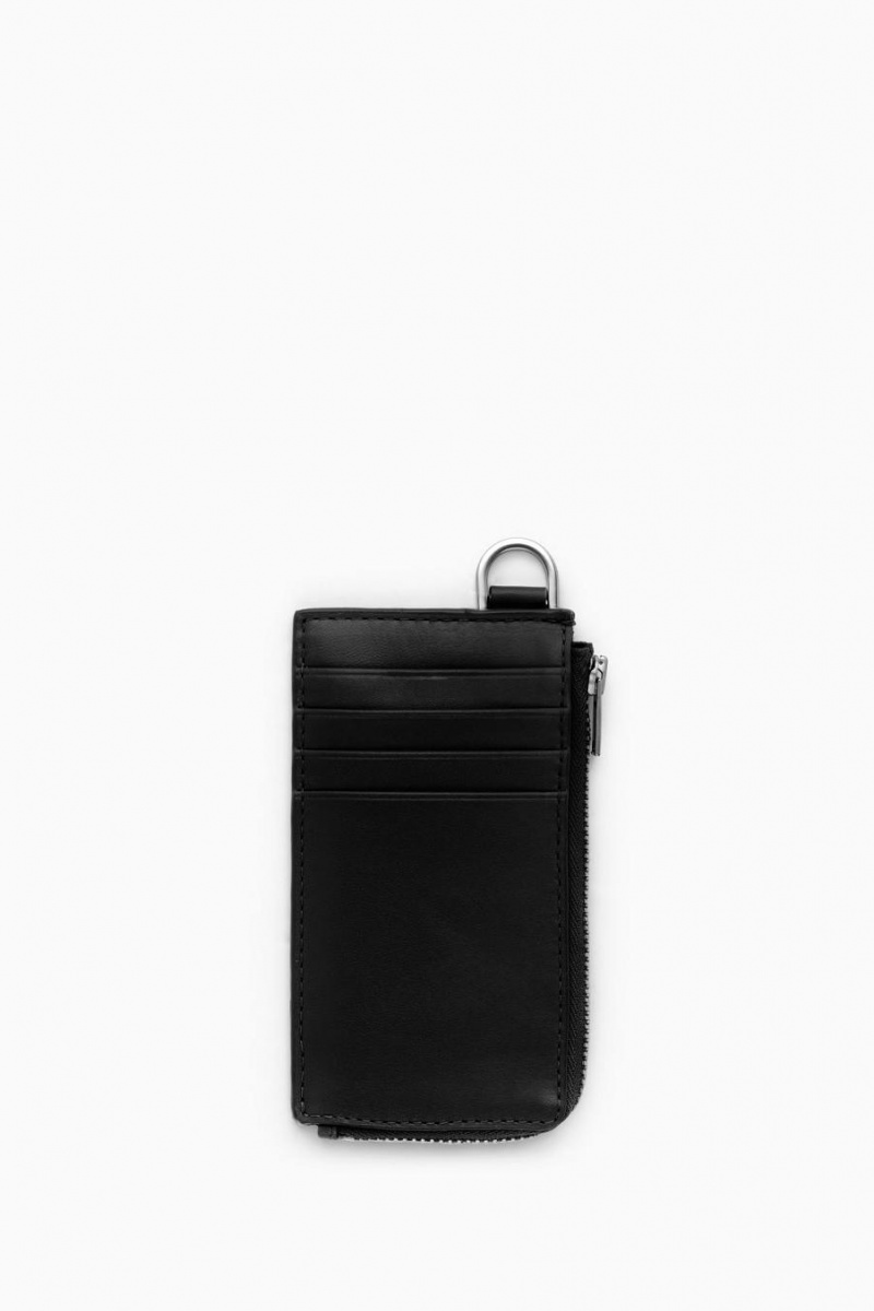 COS Bőr Zipped Cardholder Táska Férfi Fekete | HWT-420917