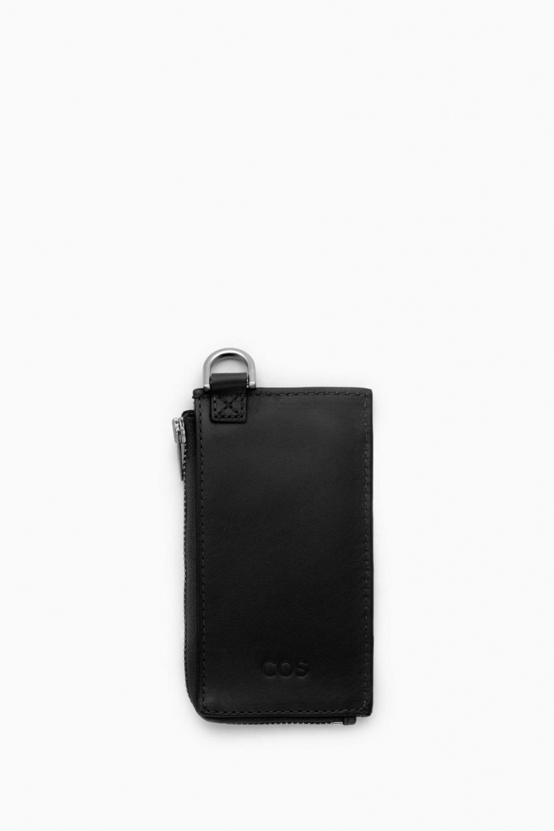 COS Bőr Zipped Cardholder Táska Férfi Fekete | HWT-420917