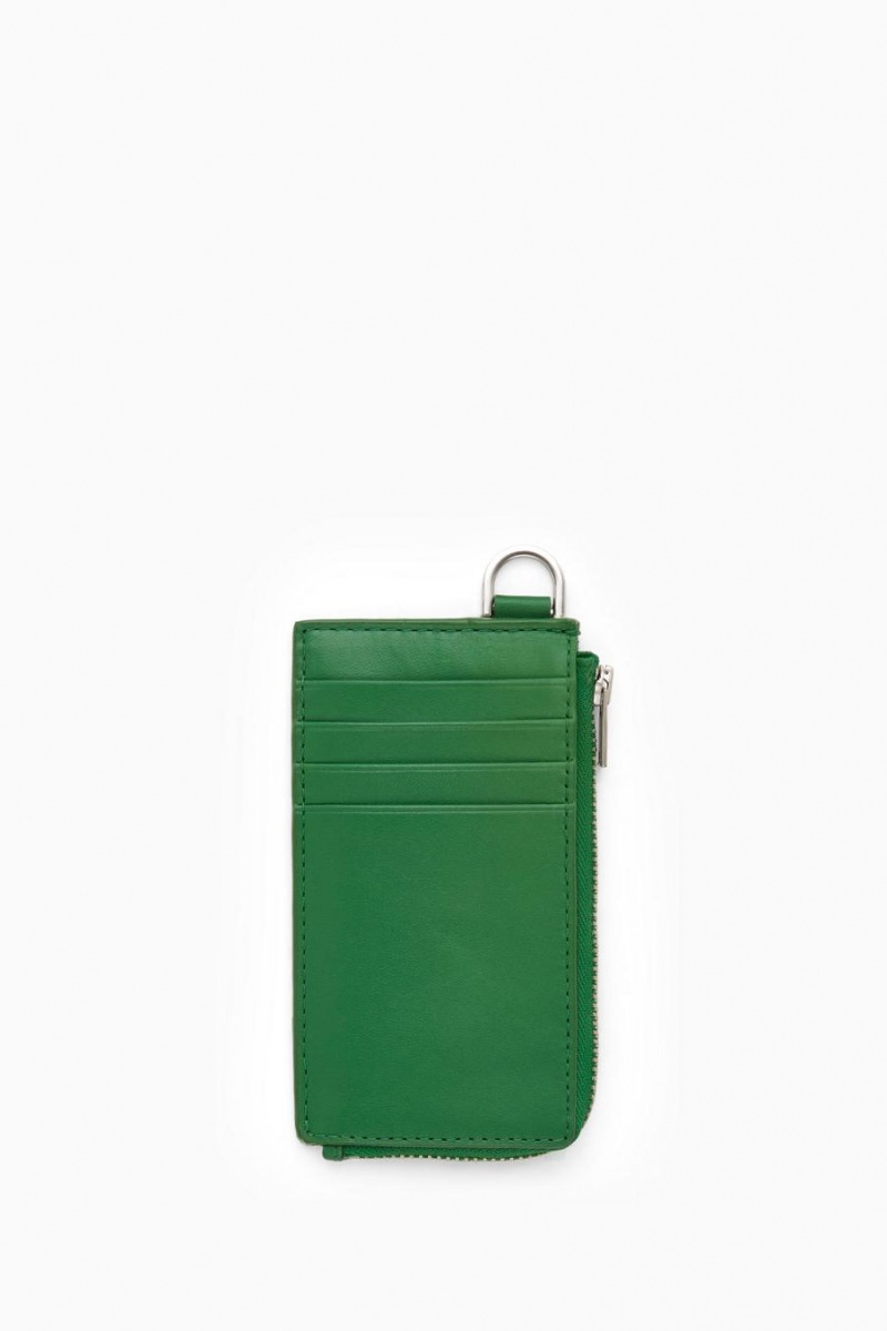 COS Bőr Zipped Cardholder Táska Férfi Zöld | XUY-270814