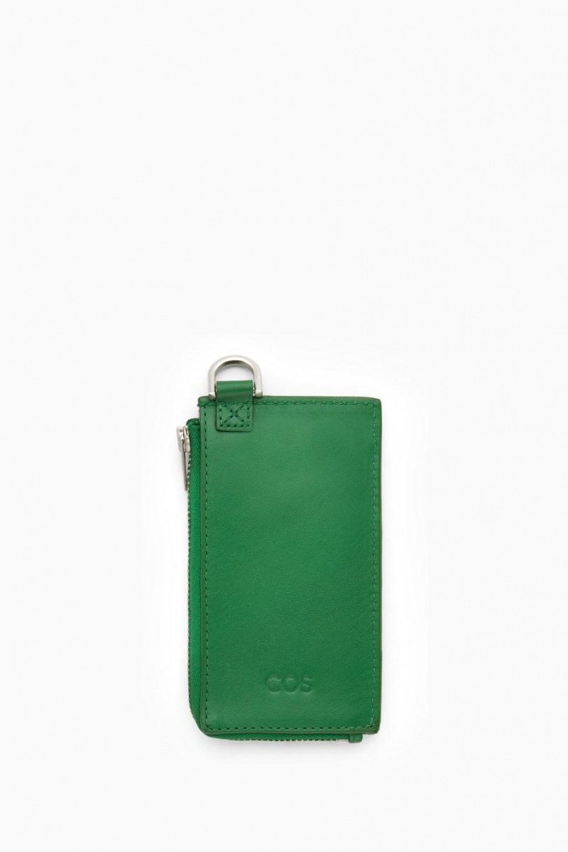 COS Bőr Zipped Cardholder Táska Férfi Zöld | XUY-270814