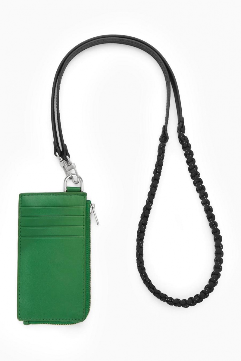 COS Bőr Zipped Cardholder Táska Férfi Zöld | XUY-270814