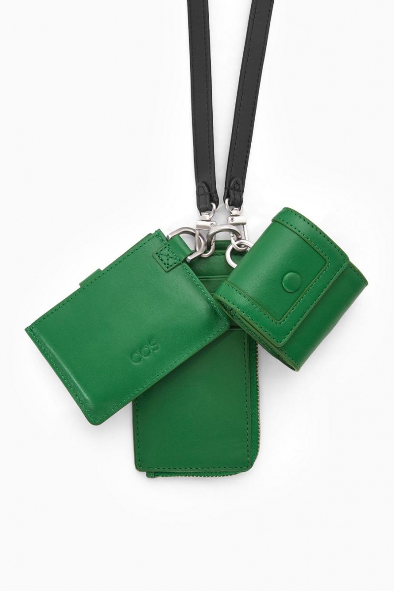 COS Bőr Zipped Cardholder Táska Férfi Zöld | XUY-270814