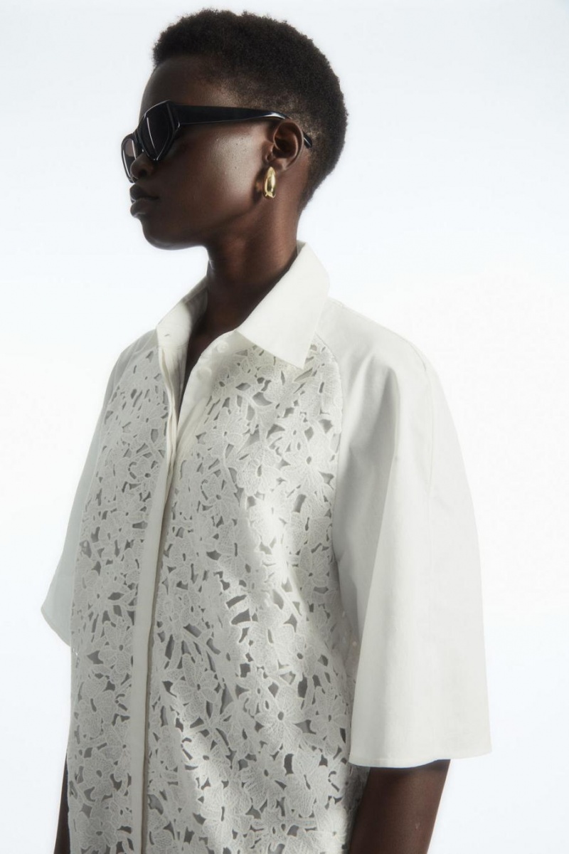 COS Broderie Anglaise Shirt Ruha Női Fehér | NFR-782103