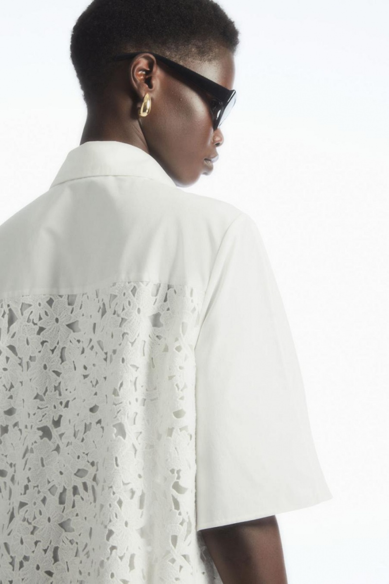 COS Broderie Anglaise Shirt Ruha Női Fehér | NFR-782103