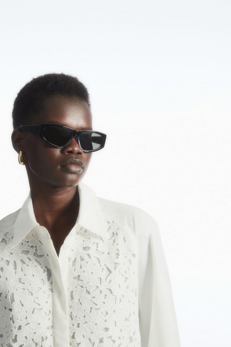 COS Broderie Anglaise Shirt Ruha Női Fehér | NFR-782103