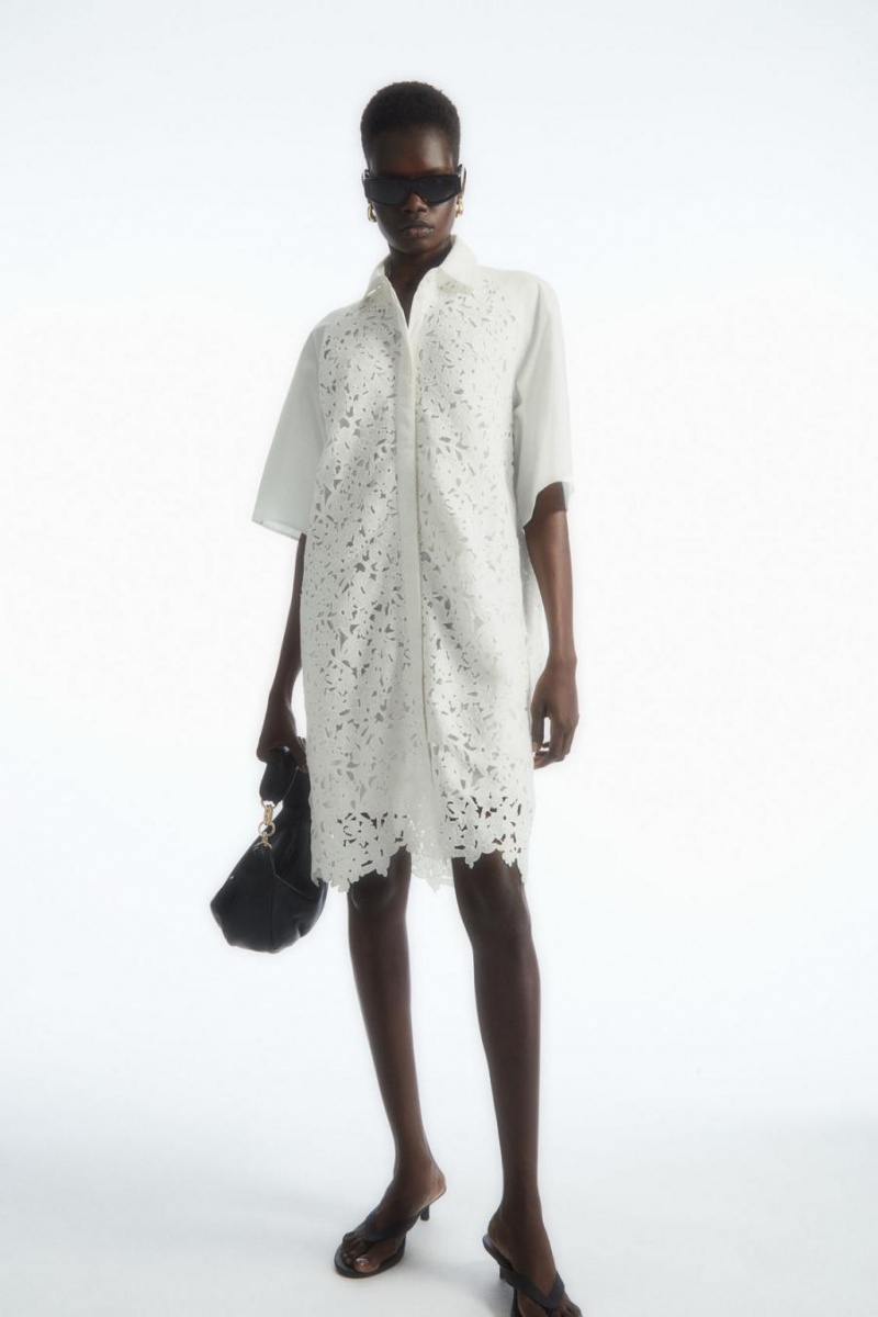 COS Broderie Anglaise Shirt Ruha Női Fehér | NFR-782103