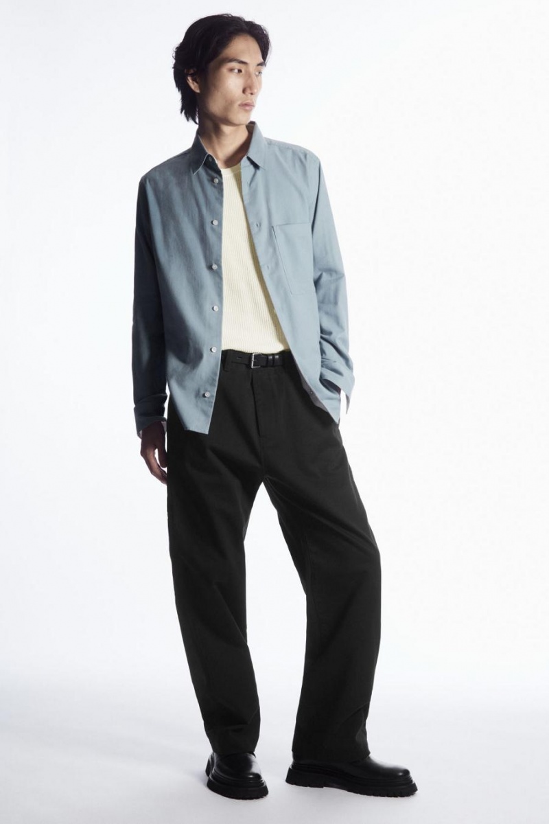 COS Brushed-cotton Ing Férfi Világos Kék | SJC-690534