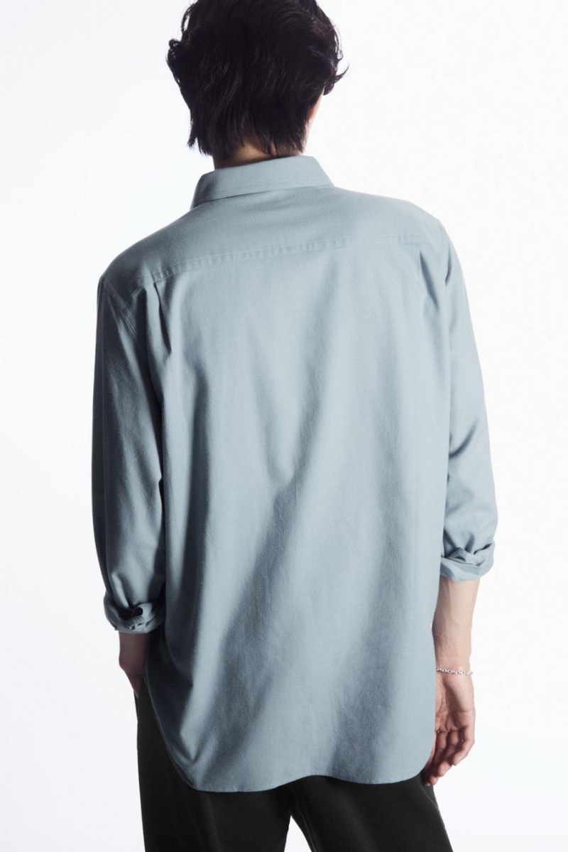COS Brushed-cotton Ing Férfi Világos Kék | SJC-690534