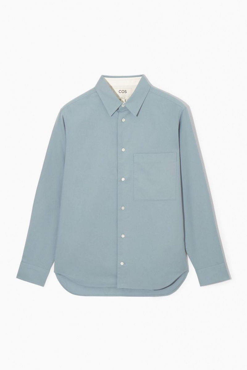 COS Brushed-cotton Ing Férfi Világos Kék | SJC-690534