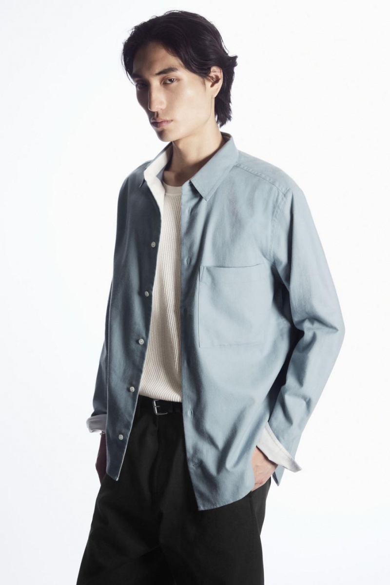 COS Brushed-cotton Ing Férfi Világos Kék | SJC-690534