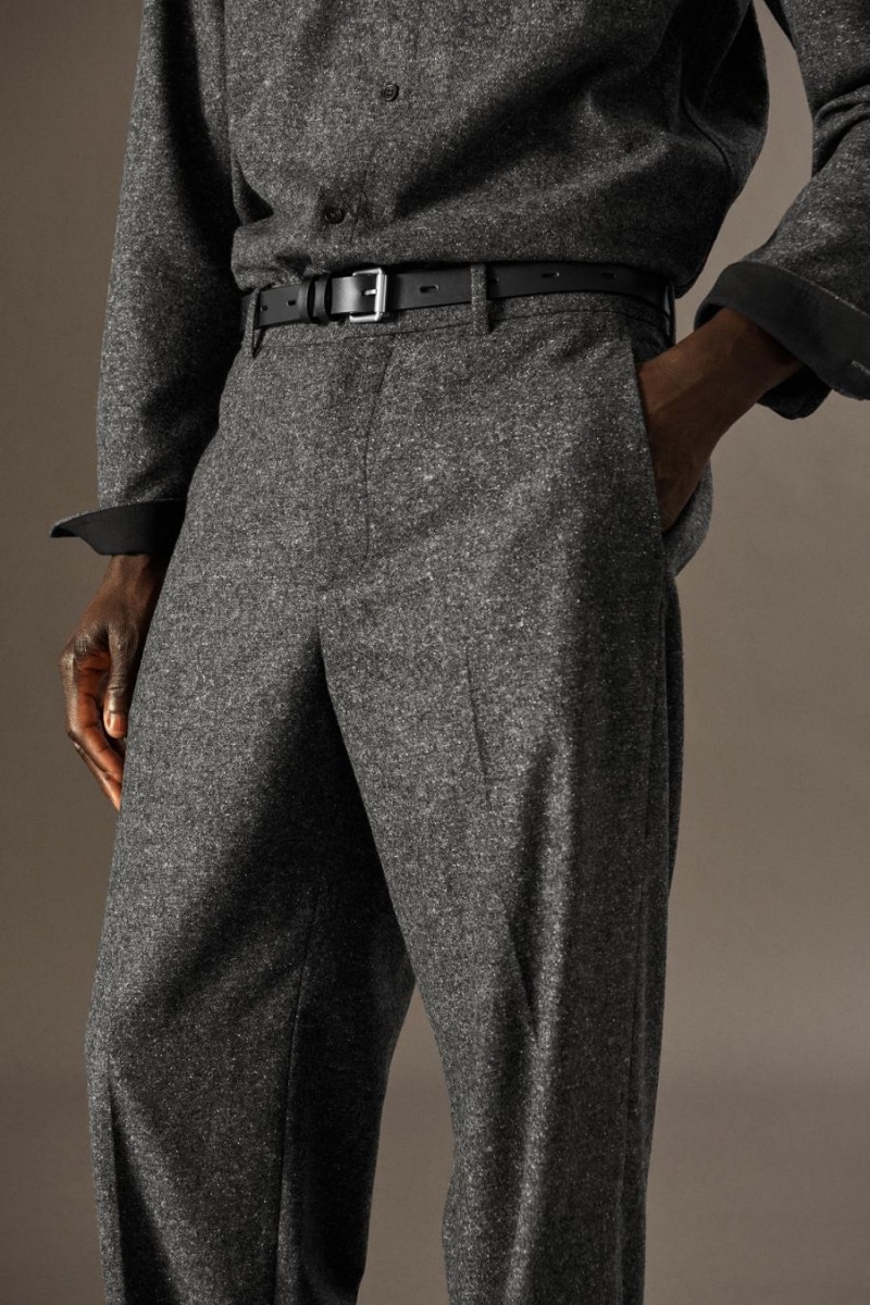 COS Brushed-wool - Egyenes Nadrág Férfi Szürke | UDM-946832