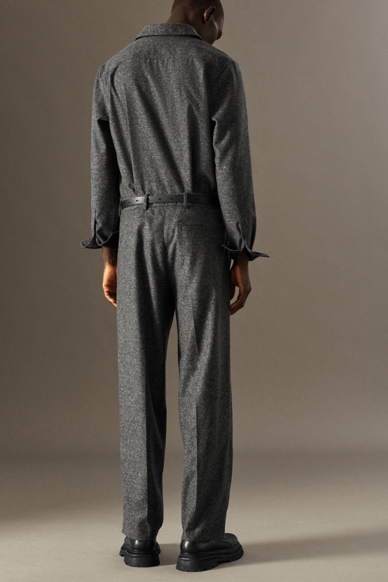 COS Brushed-wool - Egyenes Nadrág Férfi Szürke | UDM-946832