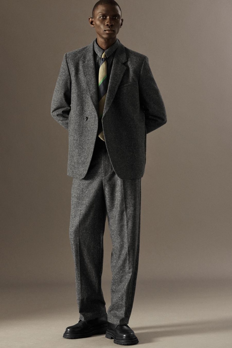 COS Brushed-wool - Egyenes Nadrág Férfi Szürke | UDM-946832