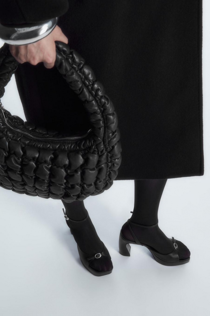 COS Buckled Platform Szandál Női Fekete | EKG-463807