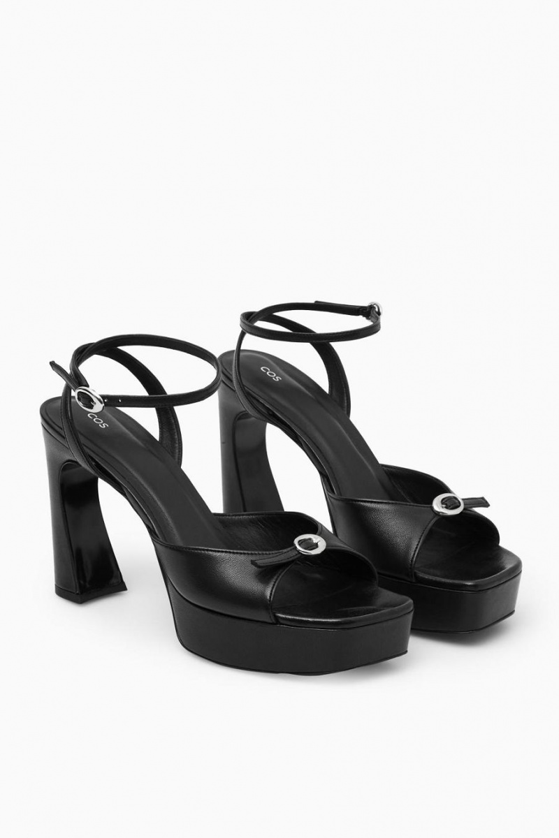 COS Buckled Platform Szandál Női Fekete | EKG-463807