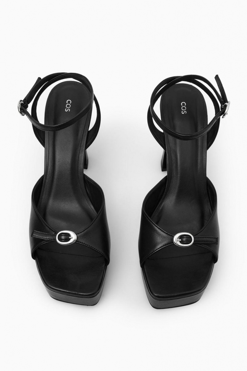 COS Buckled Platform Szandál Női Fekete | EKG-463807