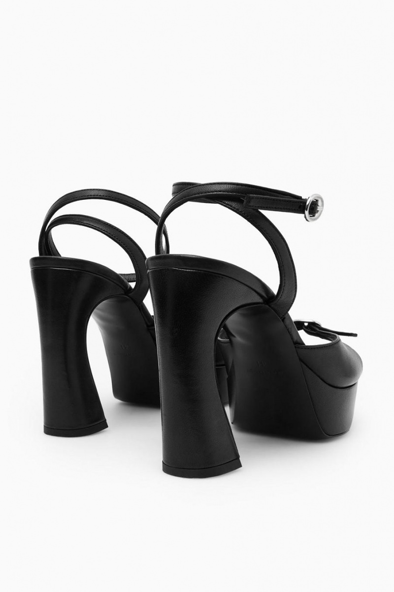 COS Buckled Platform Szandál Női Fekete | EKG-463807